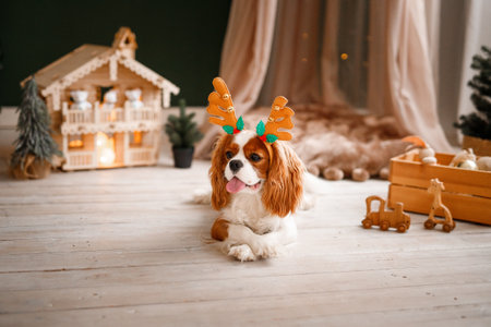 Cavalier King Charles Spaniel and Cavalier King Charles Spanielの写真素材