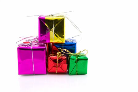 Christmas presents on white background