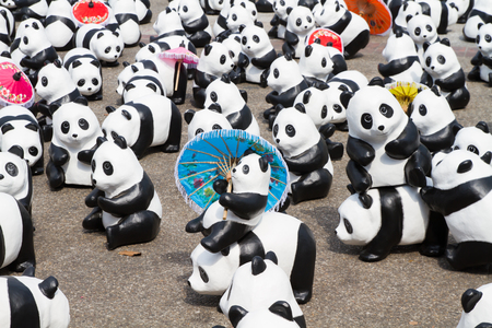 CHIANG MAI, Thailand - March 19, 2016 : 1600 Pandas World Tour in Thailand by WWF at Tha-Pae Gate . 1600 paper marche pandas are made from recycled materials to represent 1600 pandas left in the wildのeditorial素材
