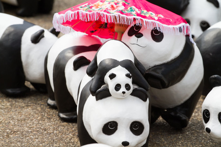 CHIANG MAI, Thailand - March 19, 2016 : 1600 Pandas World Tour in Thailand by WWF at Tha-Pae Gate . 1600 paper marche pandas are made from recycled materials to represent 1600 pandas left in the wildのeditorial素材