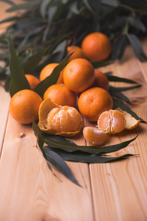 mandarin on the tableの写真素材