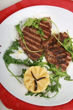 Dinner is served with lemon.の写真素材