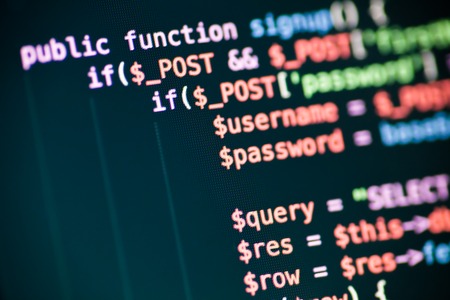 PHP code lines on a monitorの写真素材