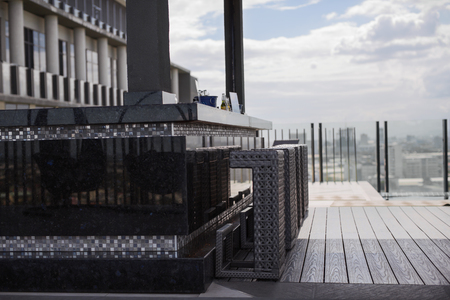 Roof top hotel pool with spa section and a nice view in a relax sceneryのeditorial素材