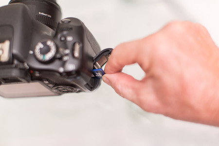 SLR camera on white backgoundの写真素材