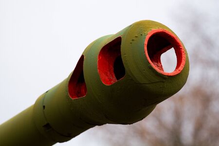 tank gun barrel against the background of the autumn skyのeditorial素材