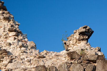 Old castle ruins in Transcarpathian Ukraine village Seredneの写真素材