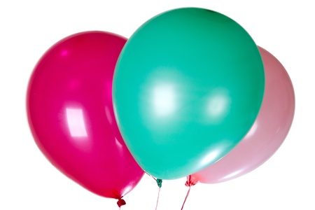 Happy Birthday party balloons decoration colorful multicolor. New Year Christmas greeting card. Seven anniversary retirement graduation concept Isolated on white backgroundの写真素材