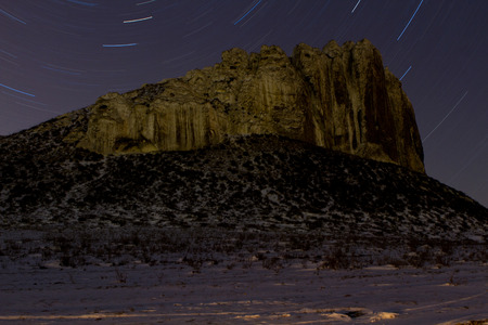The rocky outcrop is located in the Upper Cretaceous of the Constantine region Donetsk region near the village Belokuzminovka Ukraineの写真素材