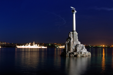 Monument to sunken ships, the symbol of Sevastopol build in 1905, Crimea, Russianの写真素材