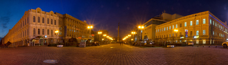 angel monument Night Lenin Square in Stavropol, Russiaのeditorial素材