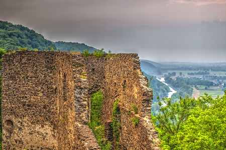 Castle ruins Nevitsky Transcarpathia Ukraine near Uzhgorodの写真素材