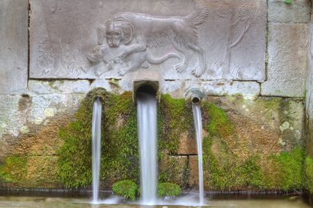 cascading waterfall in Crimea landscape park Vorontsov Palaceの写真素材