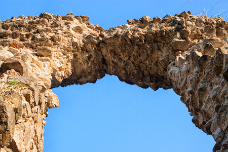 Old castle ruins in Transcarpathian Ukraine village Seredneの写真素材