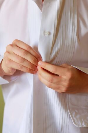 shirt groom hands buttoning married people men style