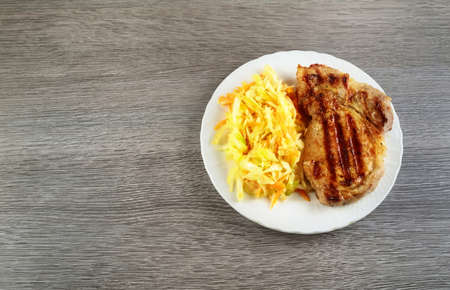 BBQ  Steak Meat with Vegetables. Healthy Food. Barbeque Steak Dinnerの写真素材