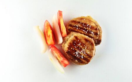 BBQ  Steak Meat with Vegetables. Healthy Food. Barbeque Steak Dinner
