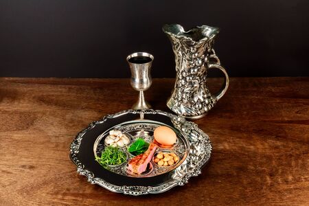 Pesach matzo passover with wine and matzoh jewish passover bread