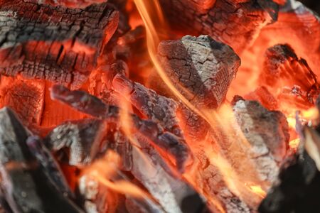 black burned charcoal bbq grid fire natural as background