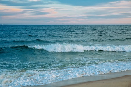 Nature seascape with seagull in blue sky ocean sky waveの写真素材
