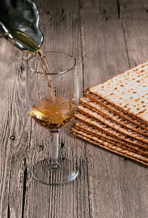 wine and matzoh jewish passover bread Passover matzo Passover wineの写真素材