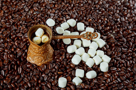 turkey for coffee marshmallow Turkish coffee and Turkish Delight with traditional presentation styleの写真素材