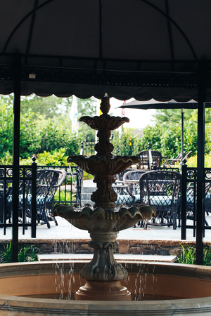 Water fountain Fountain of water drops Garden with small fountainの写真素材