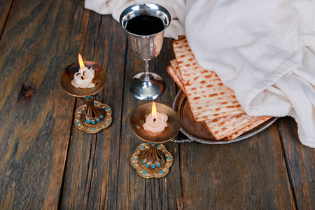 Shabbat Shalom - Traditional Jewish Sabbath matzah, and wine. ritual