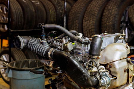 A fragment of the engine The powerful engine of a car. Internal design of engine