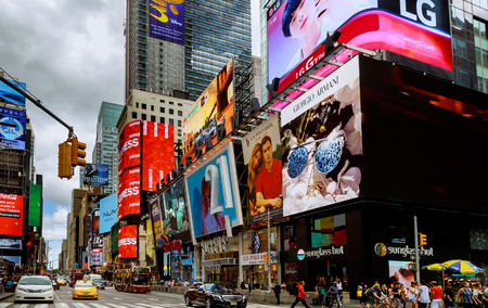 NEW YORK CITY - June 15, 2018: Manhattan, New York City. Times Square is featured with Broadway...