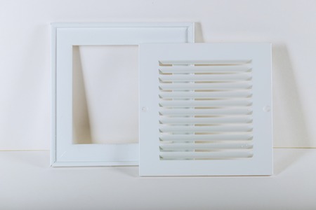 White new ventilation extractor fan in the room new ventilation plastic hoodの写真素材