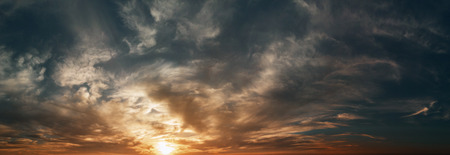Amazing sunset panorama in beautiful summer evening