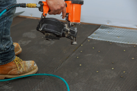 Reinforcing mesh for plastering and floor tile installationの写真素材