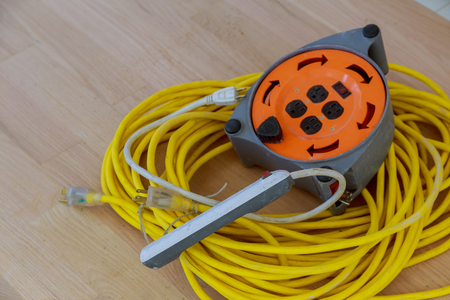 Electrical power extension cable at the repairs technology equipmentの写真素材