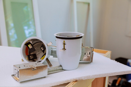 Preparations for ceiling installation electric lamp system installation