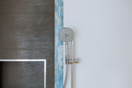 Close up of shower head cubicle in the modern bathroomの写真素材