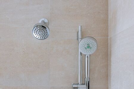 Shower head in private bathroom, design of home interiorの写真素材