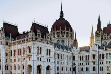 The Hungarian Parliament building panoramic view, capital in Budapest Hungaryの写真素材