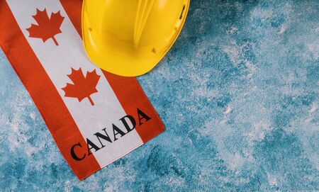 Canada Day celebration and national holidays Canadian red and white flag against dark rustic background forの写真素材