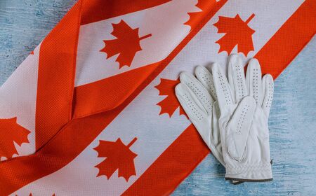 Canada Labor Day a repair worker glovesytools. Canadian flagの写真素材