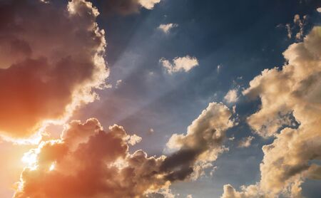 Colorful sunset and cloudy sky and bright sunrise over the horizon.の写真素材