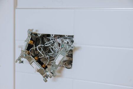 Installation of electrical switch on installation, electrical boxes wall