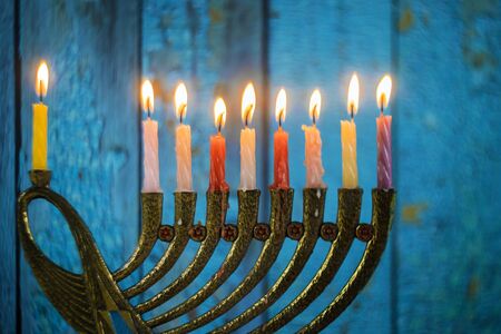 Jewish holiday Hanukkah with menorah in the Jewish Festival