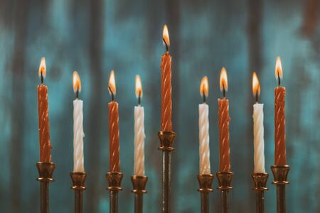 Jewish Holiday symbol Hanukkah menorah Hanukkah, the Jewish Festival of Lightsの写真素材