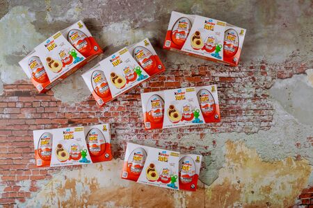 New York NY NOV 08 2019: Kinder Chocolate is product brand line of Italian confectionery...