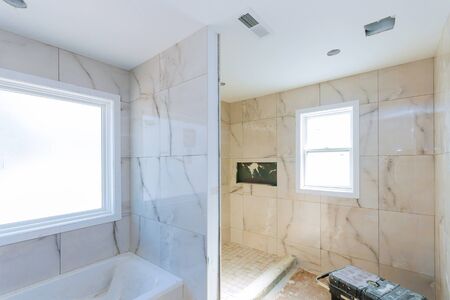 Bathroom unfinishing new apartments repair installation of tile finish interior