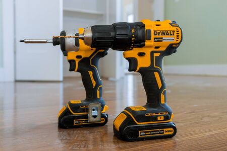 NEW YORK - NOV 21: DeWalt is an American worldwide brand of power tools and hand tools a wooden...