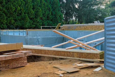Building materials from a beam construction house framed the ground up
