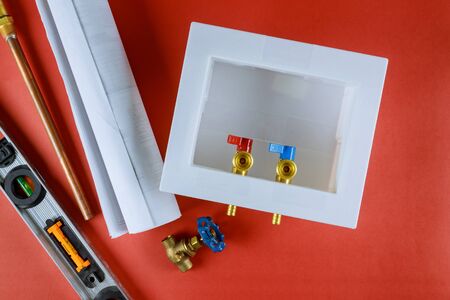 Washing laundry machine outlet box plumbing accessory with center drain