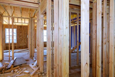 Framing beam of new house under construction home beam construction